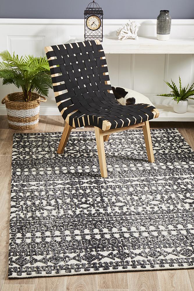 Moher Tribal Ivory Black Rug - Coconapple_1